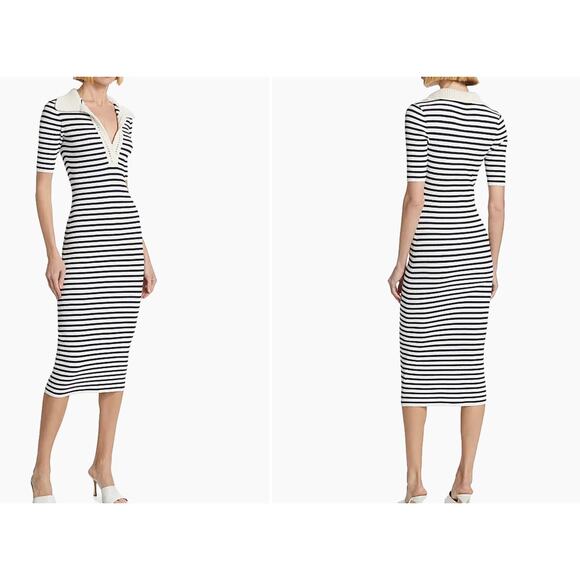 A.L.C - Womens Darcy Striped Knit Midi Dress Fitted - XS - Picture 8 of 9